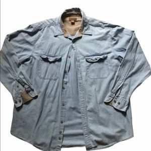 Faded Glory jean shirt lg blue long sleeve button